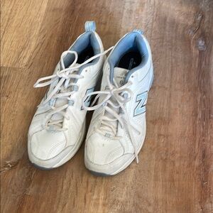 New Balance White and Blue Sneakers